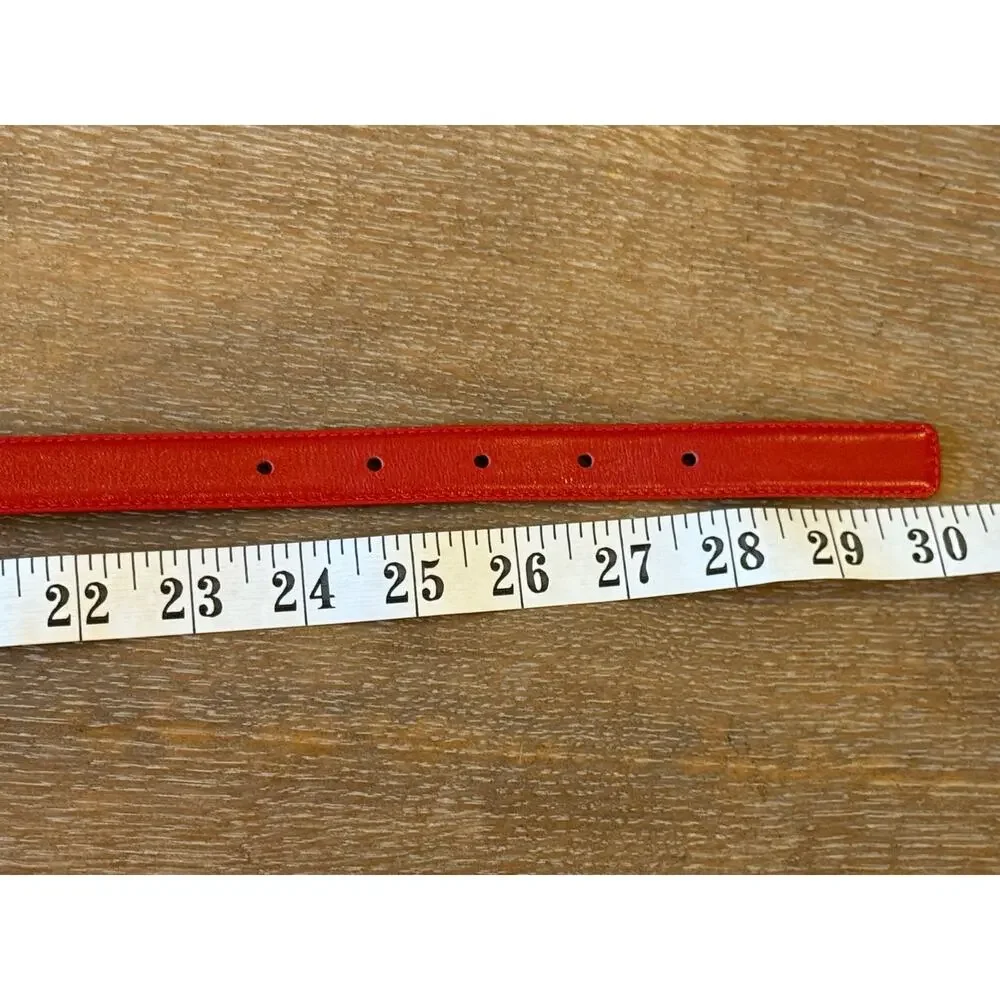 Vintage LIZ CLAIBORNE Logo buckle Red Analine Leather Belt Women size S